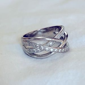 Crisscross CZ Accented Ring